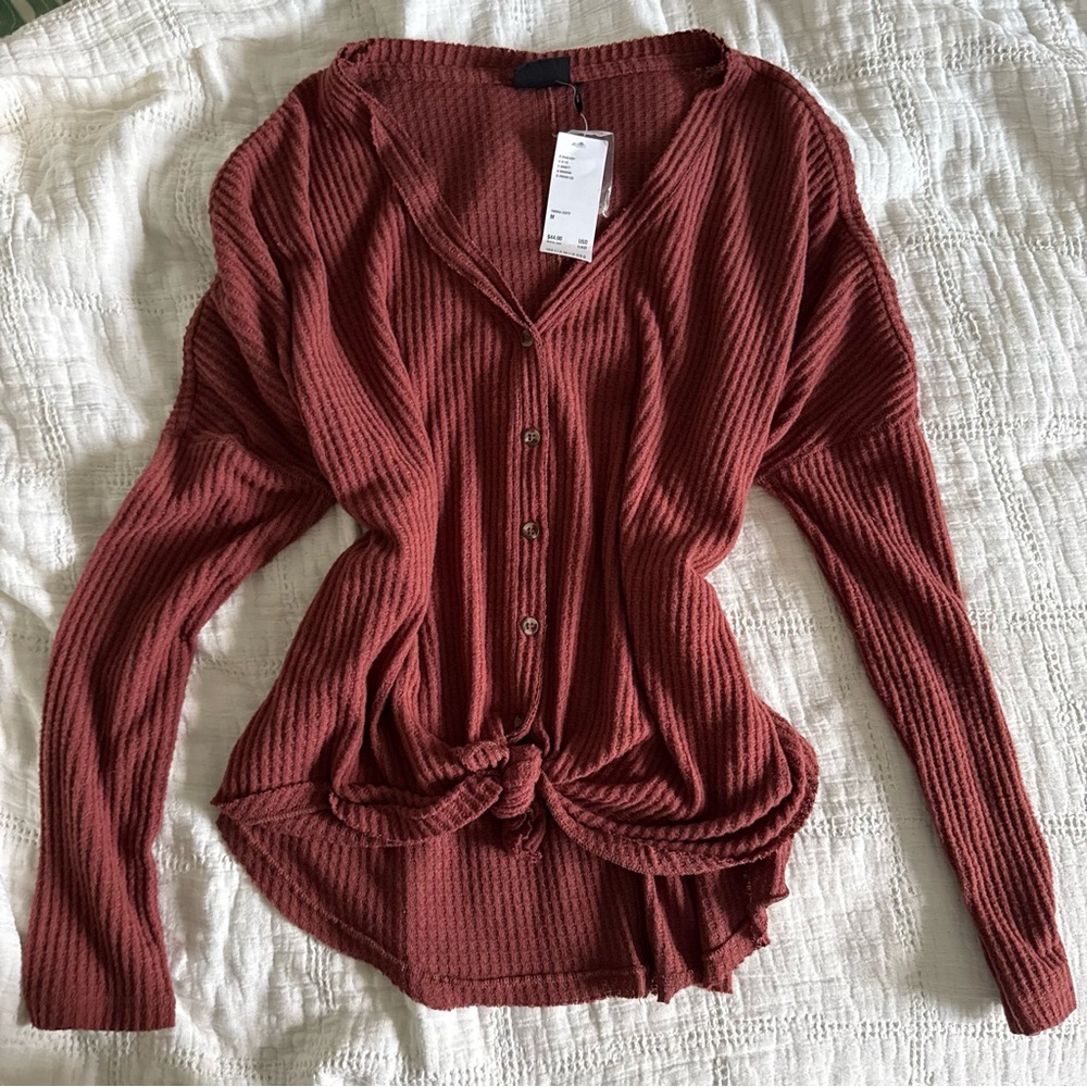 Urban Outfitters Brick Red Button-Down Shirt